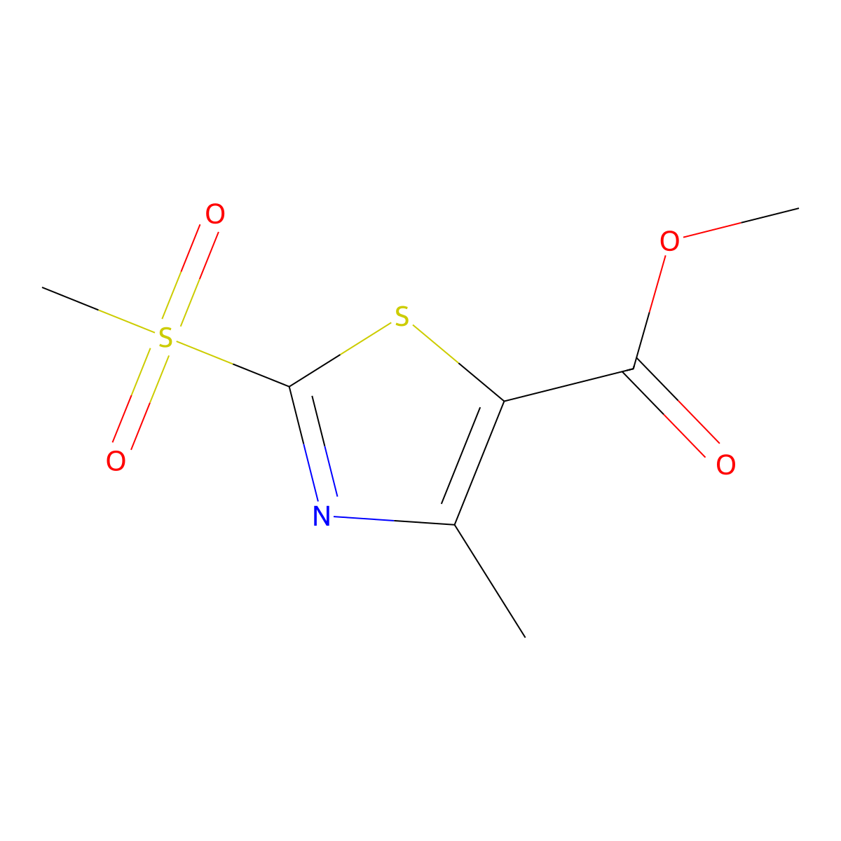 Methyl 2-methanesulfonyl-4-methyl-1,3-thiazole-5-carboxylate molecular structure, CAS 2059975-09-4