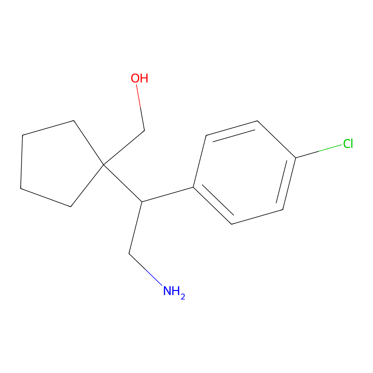{1-[2-Amino-1-(4-chlorophenyl)ethyl]cyclopentyl}methanol molecular structure, CAS 2059975-10-7