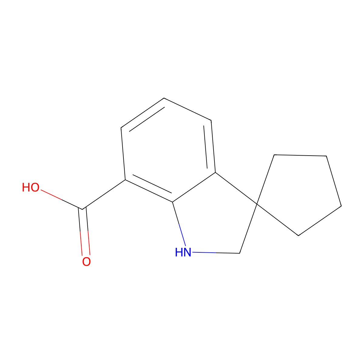 1',2'-Dihydrospiro[cyclopentane-1,3'-indole]-7'-carboxylic acid molecular structure, CAS 2059975-11-8