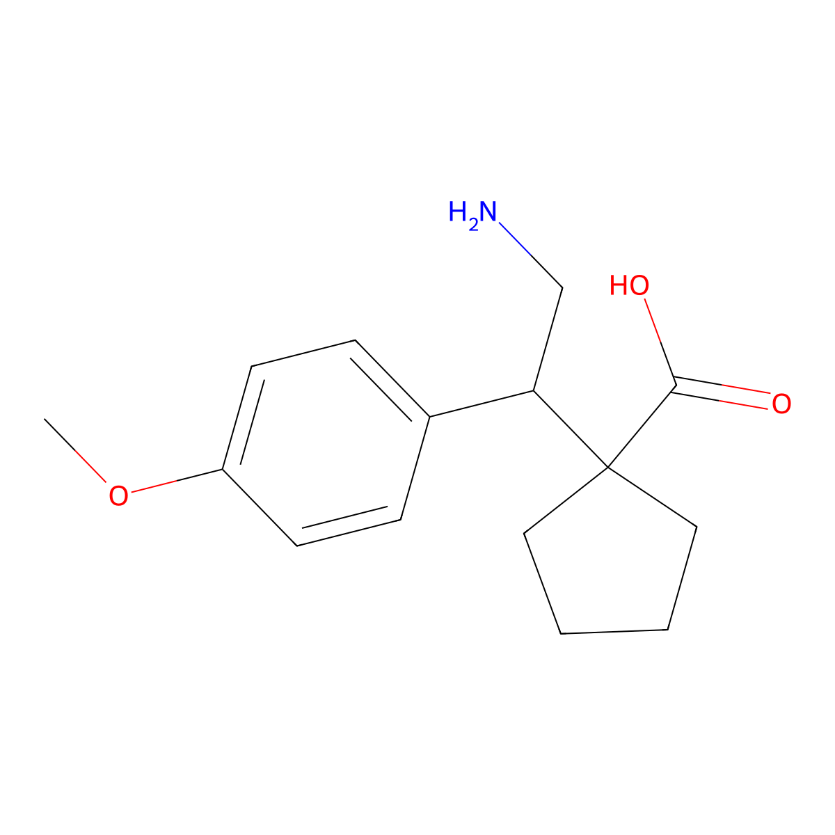 1-[2-Amino-1-(4-methoxyphenyl)ethyl]cyclopentane-1-carboxylic acid molecular structure, CAS 2059975-16-3