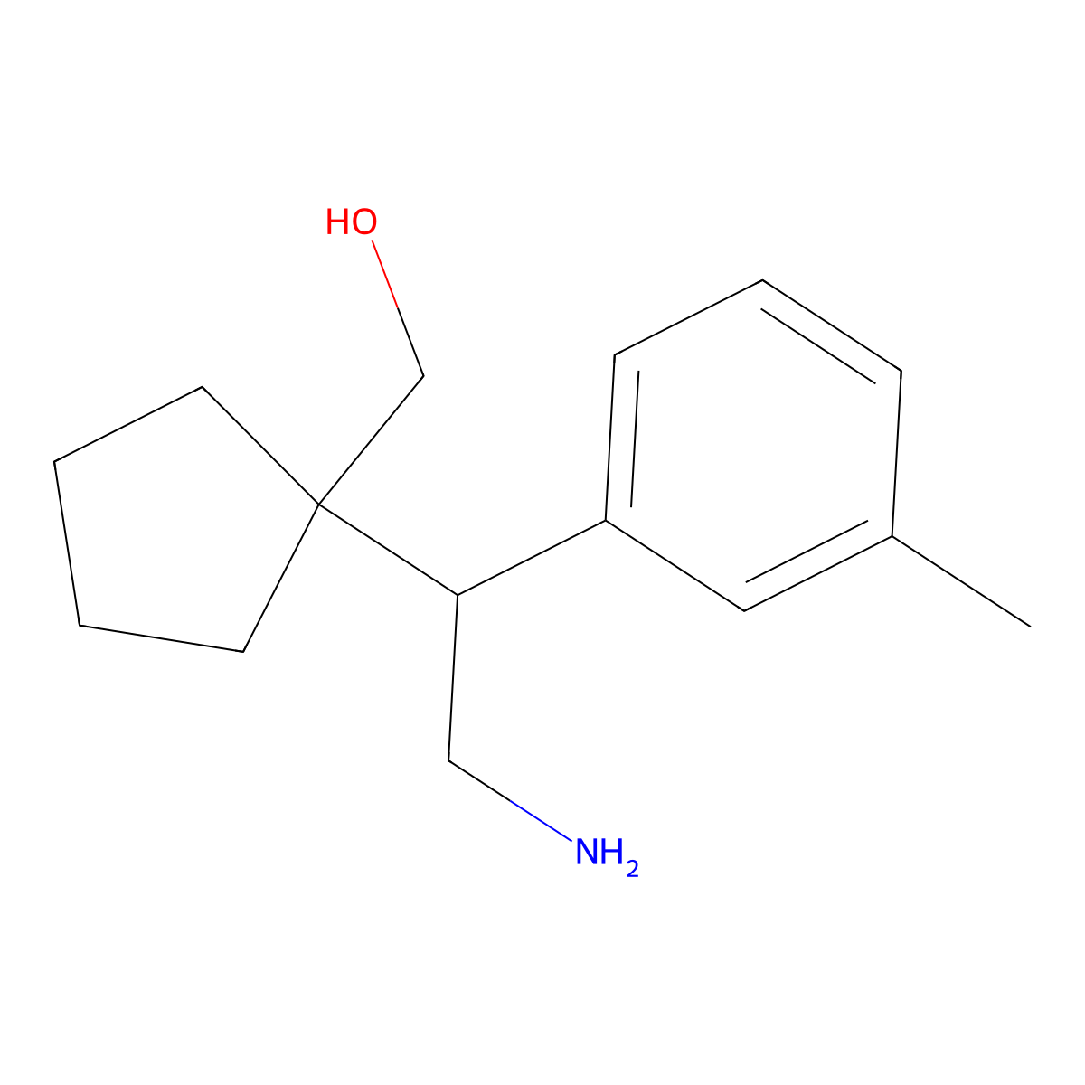 {1-[2-Amino-1-(3-methylphenyl)ethyl]cyclopentyl}methanol molecular structure, CAS 2059975-18-5
