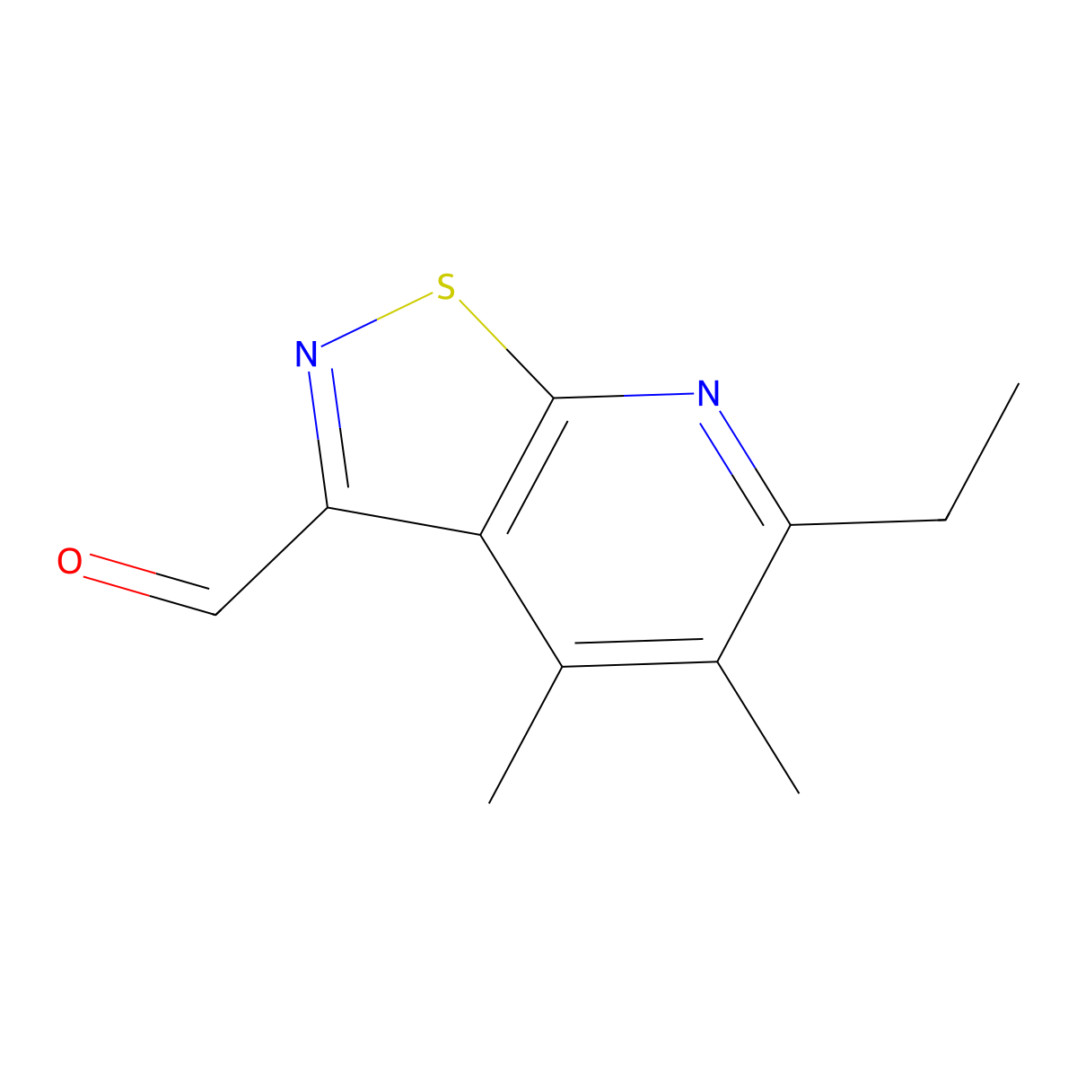 6-Ethyl-4,5-dimethyl-[1,2]thiazolo[5,4-b]pyridine-3-carbaldehyde molecular structure, CAS 2059975-19-6