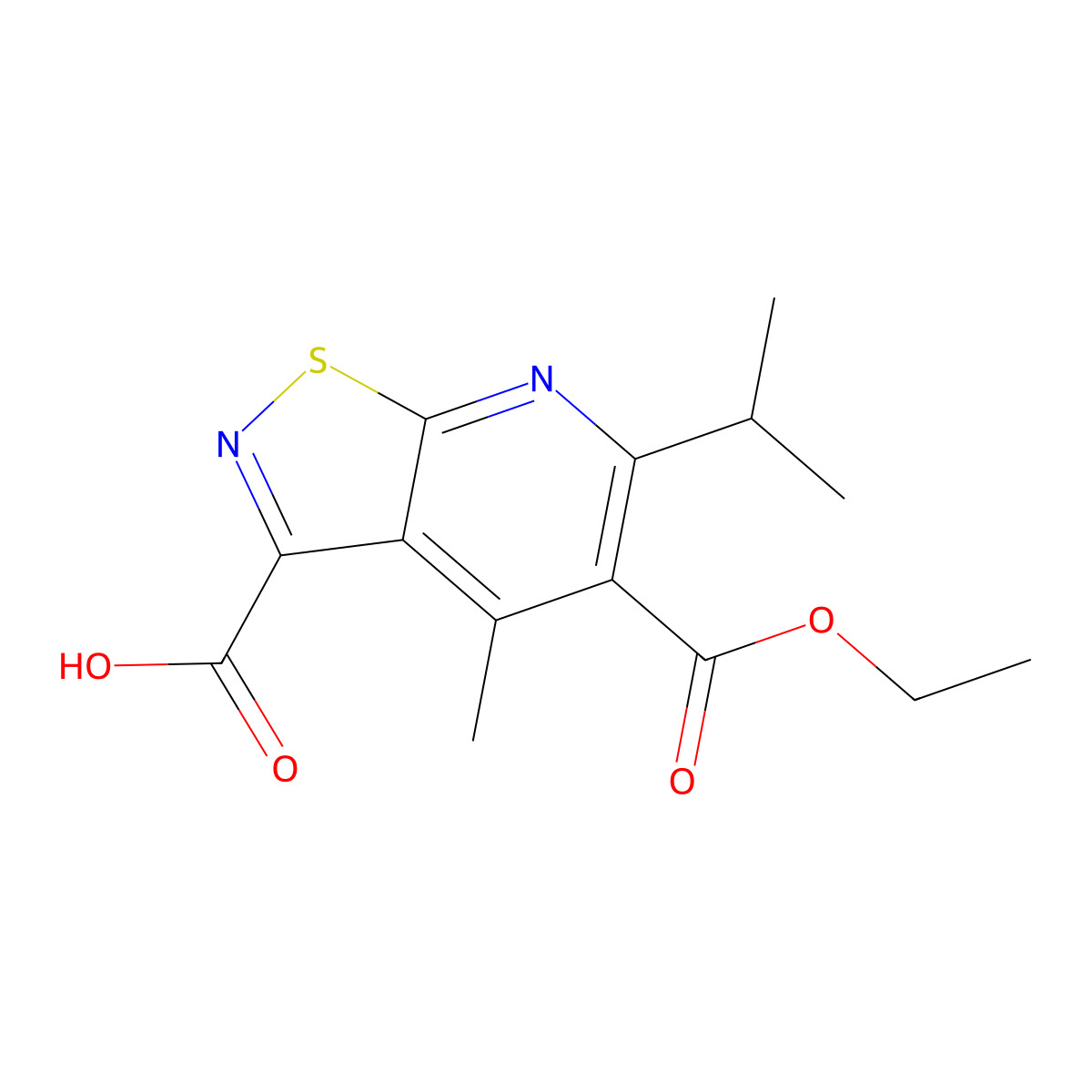 5-(Ethoxycarbonyl)-4-methyl-6-(propan-2-yl)-[1,2]thiazolo[5,4-b]pyridine-3-carboxylic acid molecular structure, CAS 2059975-23-2