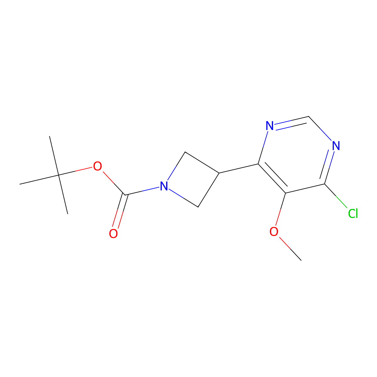tert-Butyl 3-(6-chloro-5-methoxypyrimidin-4-yl)azetidine-1-carboxylate molecular structure, CAS 2059975-25-4