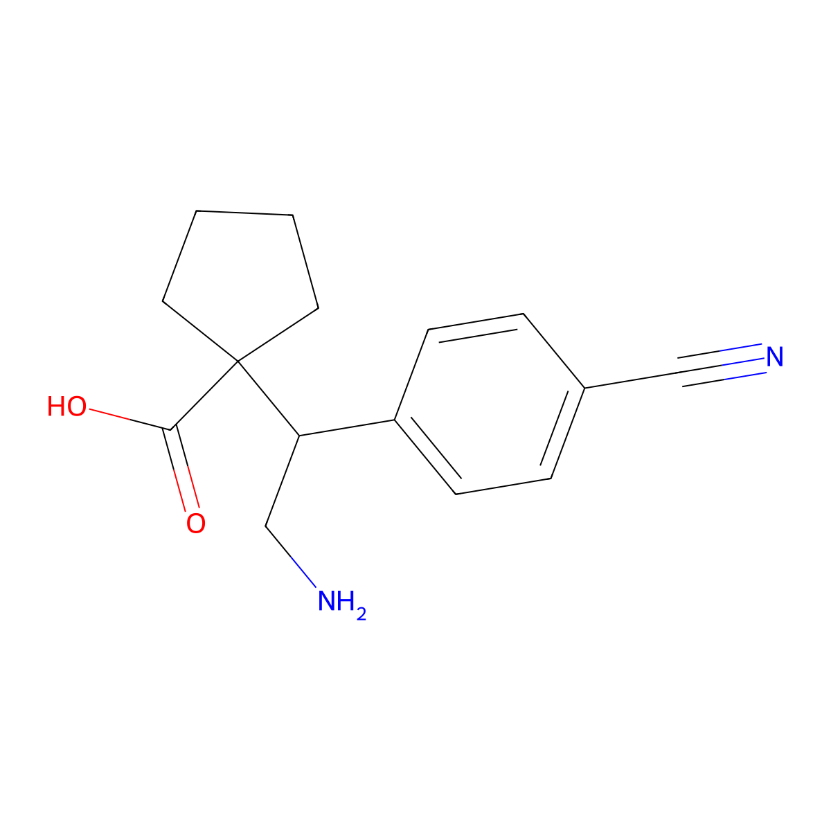 1-[2-Amino-1-(4-cyanophenyl)ethyl]cyclopentane-1-carboxylic acid molecular structure, CAS 2059975-26-5