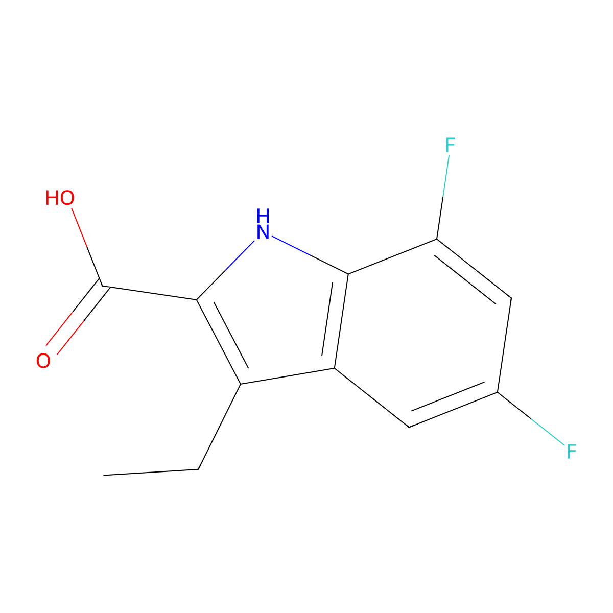 3-Ethyl-5,7-difluoro-1H-indole-2-carboxylic acid molecular structure, CAS 2059975-33-4