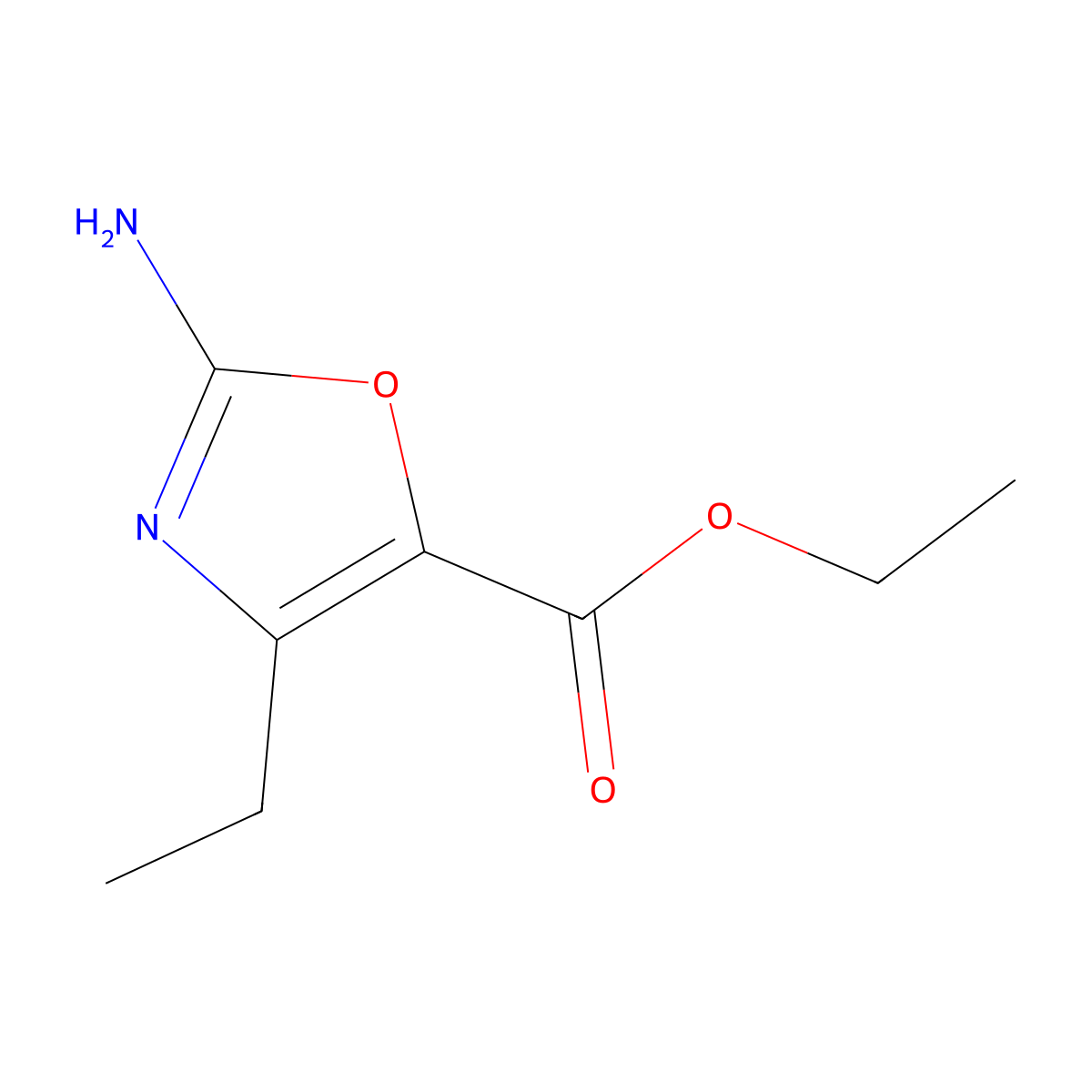 Ethyl 2-amino-4-ethyl-1,3-oxazole-5-carboxylate molecular structure, CAS 2059975-36-7