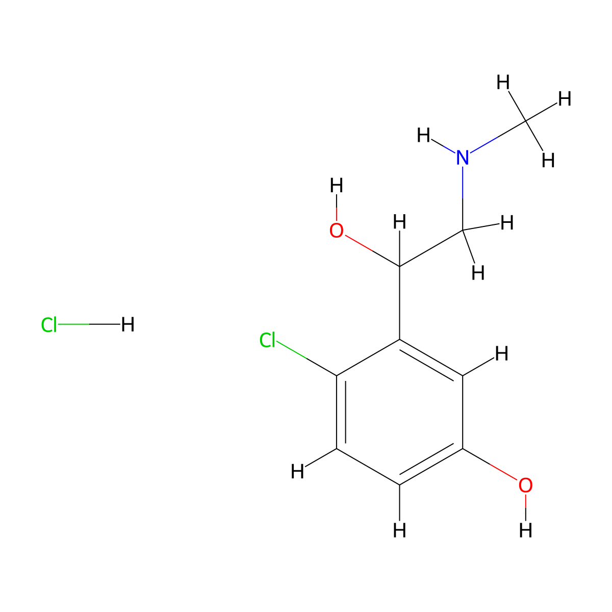 4-Chloro-3-[1-hydroxy-2-(methylamino)ethyl]phenol hydrochloride molecular structure, CAS 2059975-38-9