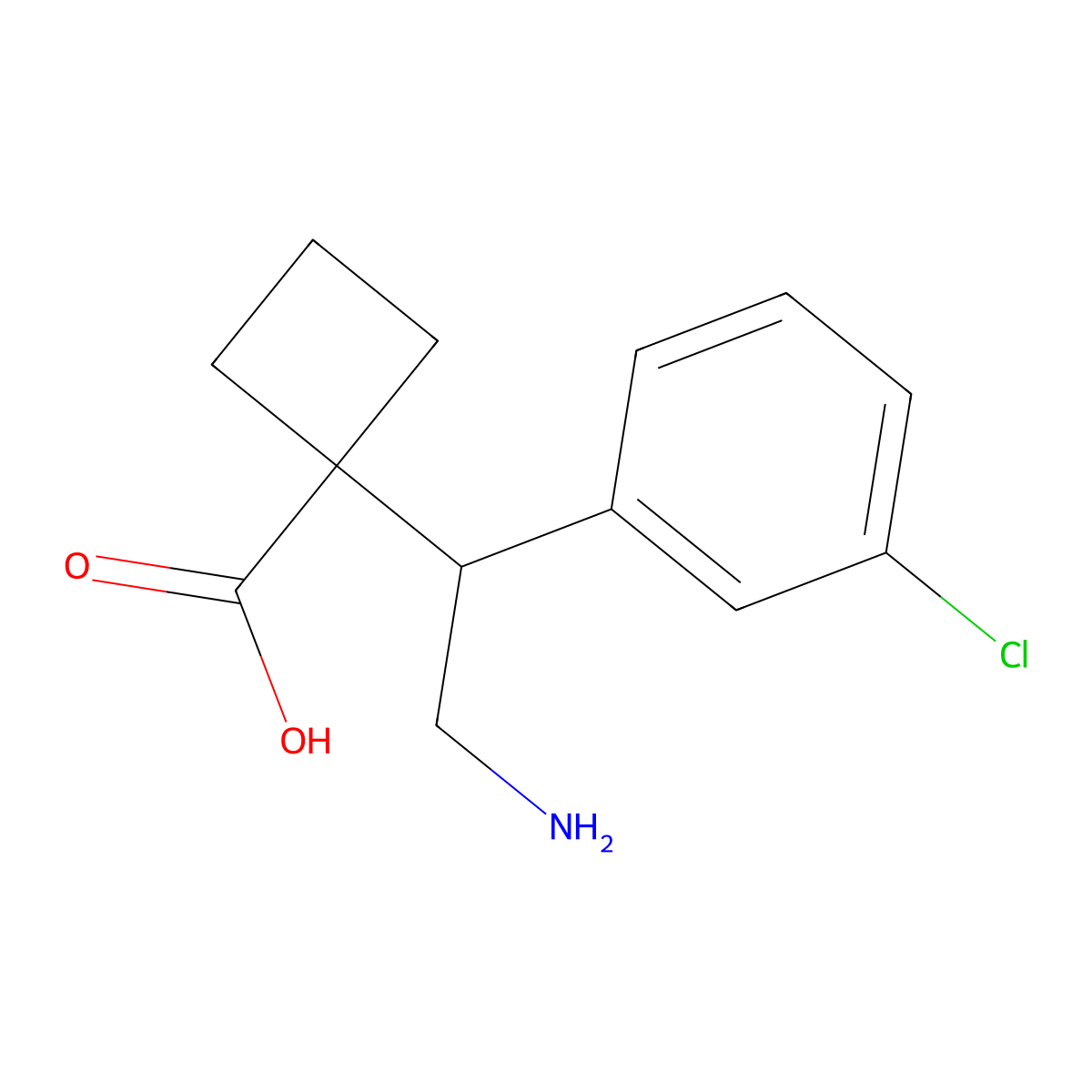 1-[2-Amino-1-(3-chlorophenyl)ethyl]cyclobutane-1-carboxylic acid molecular structure, CAS 2059975-39-0
