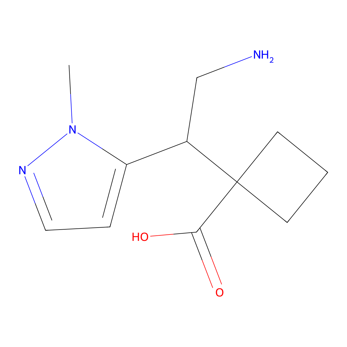 1-[2-Amino-1-(1-methyl-1H-pyrazol-5-yl)ethyl]cyclobutane-1-carboxylic acid molecular structure, CAS 2059975-41-4