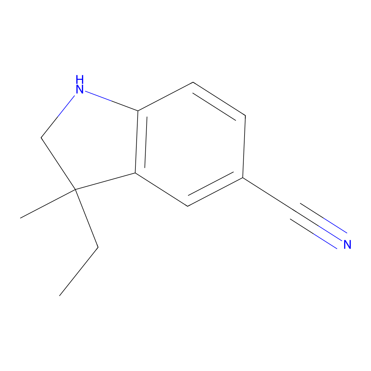 3-Ethyl-3-methyl-2,3-dihydro-1H-indole-5-carbonitrile molecular structure, CAS 2059975-42-5