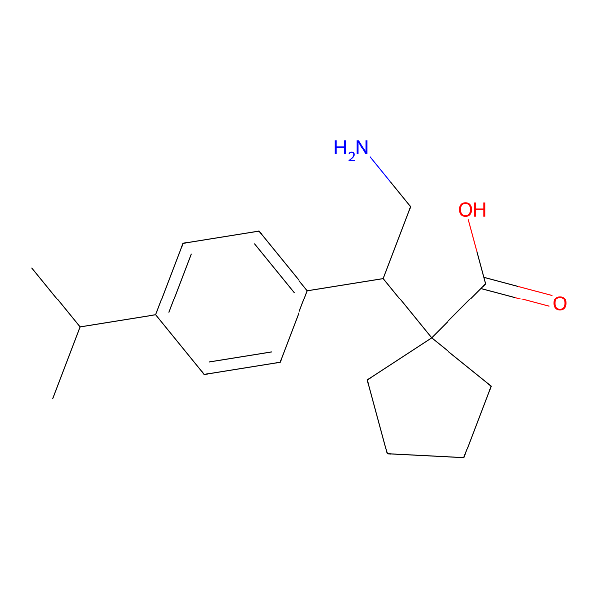 1-{2-Amino-1-[4-(propan-2-yl)phenyl]ethyl}cyclopentane-1-carboxylic acid molecular structure, CAS 2059975-45-8
