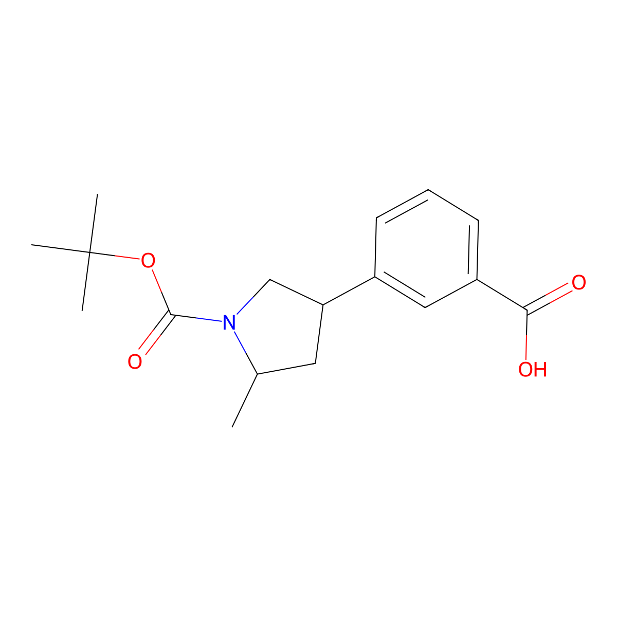 3-{1-[(Tert-butoxy)carbonyl]-5-methylpyrrolidin-3-yl}benzoic acid molecular structure, CAS 2059975-74-3