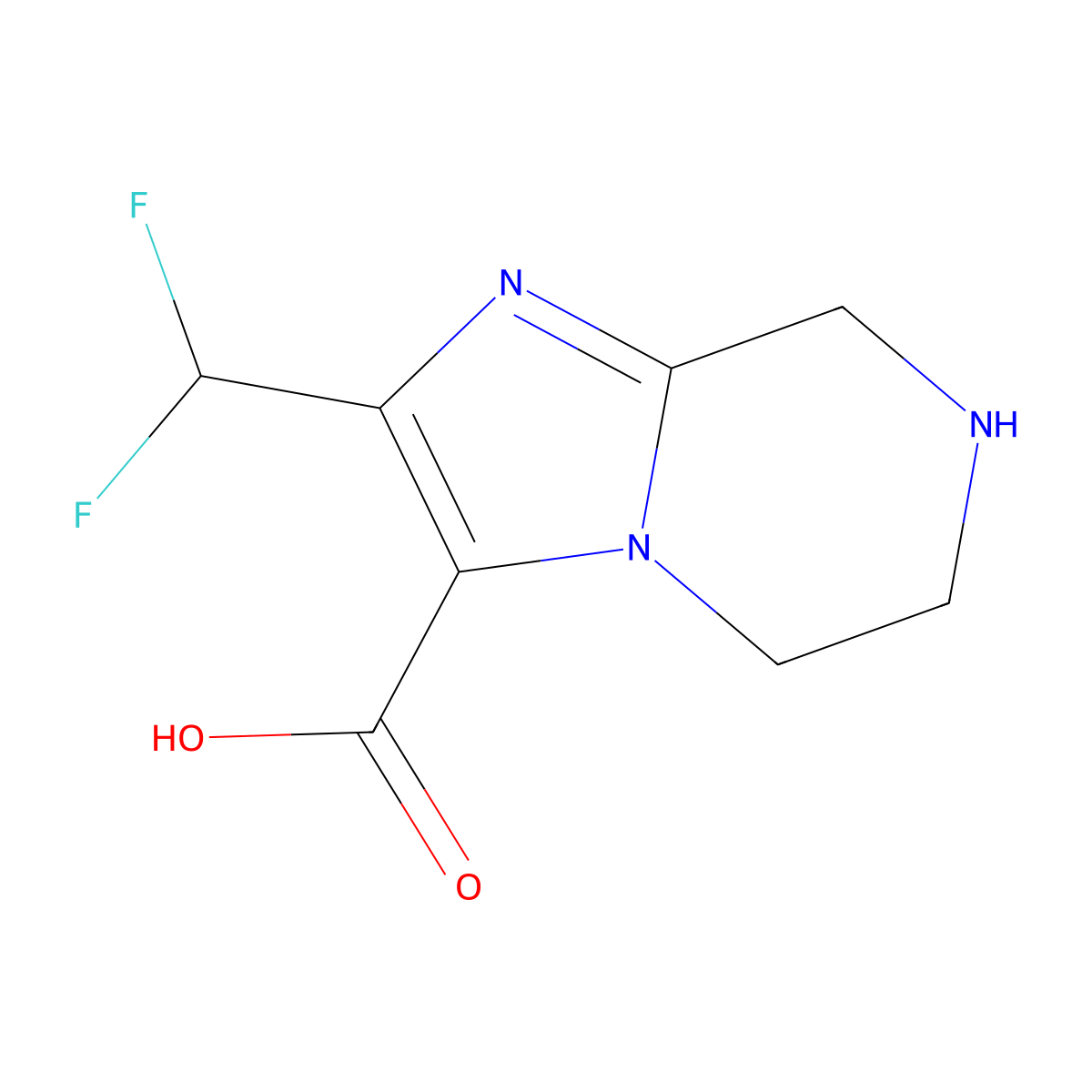 2-(Difluoromethyl)-5H,6H,7H,8H-imidazo[1,2-a]pyrazine-3-carboxylic acid molecular structure, CAS 2059975-75-4