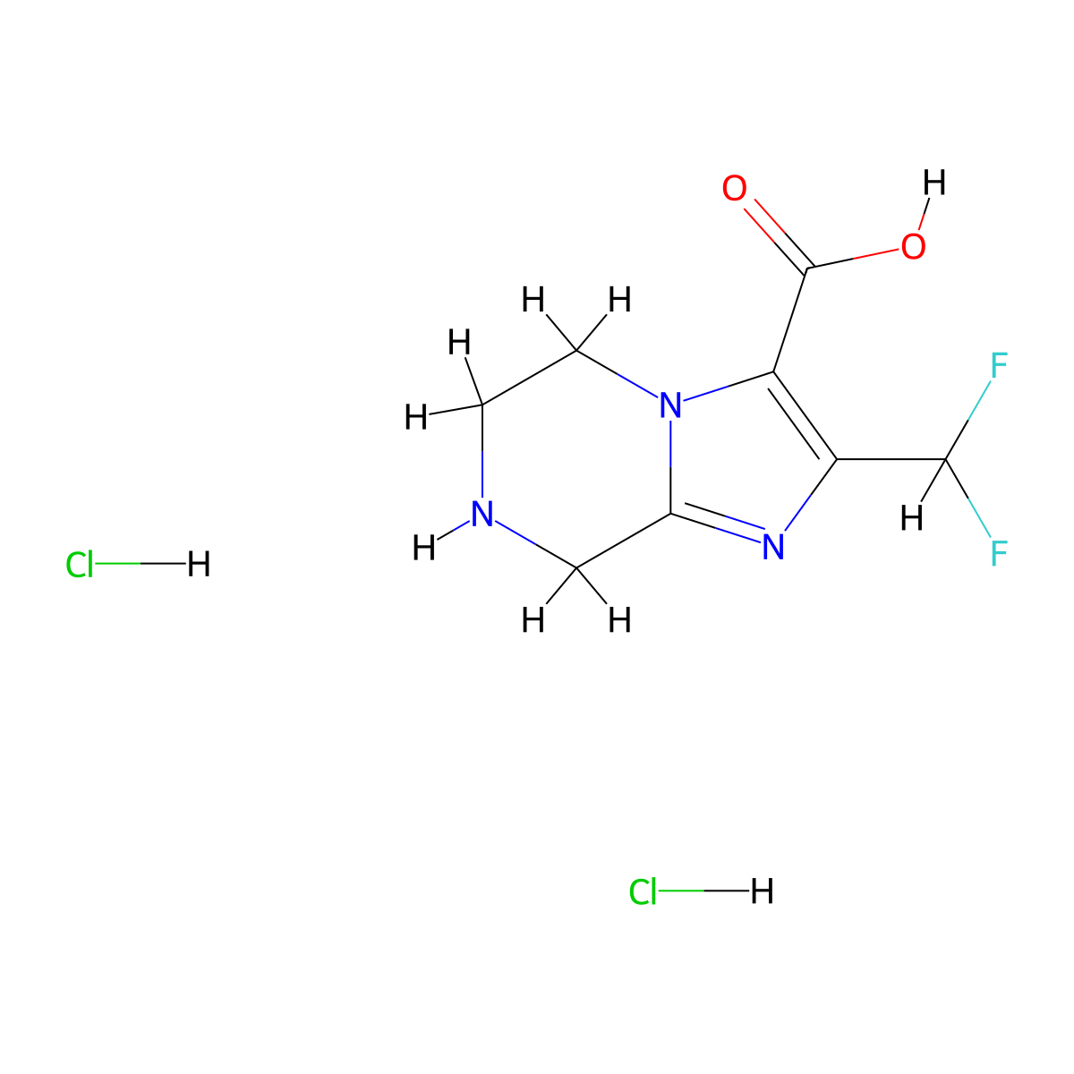 2-(difluoromethyl)-5H,6H,7H,8H-imidazo[1,2-a]pyrazine-3-carboxylic acid dihydrochloride molecular structure, CAS 2059975-76-5