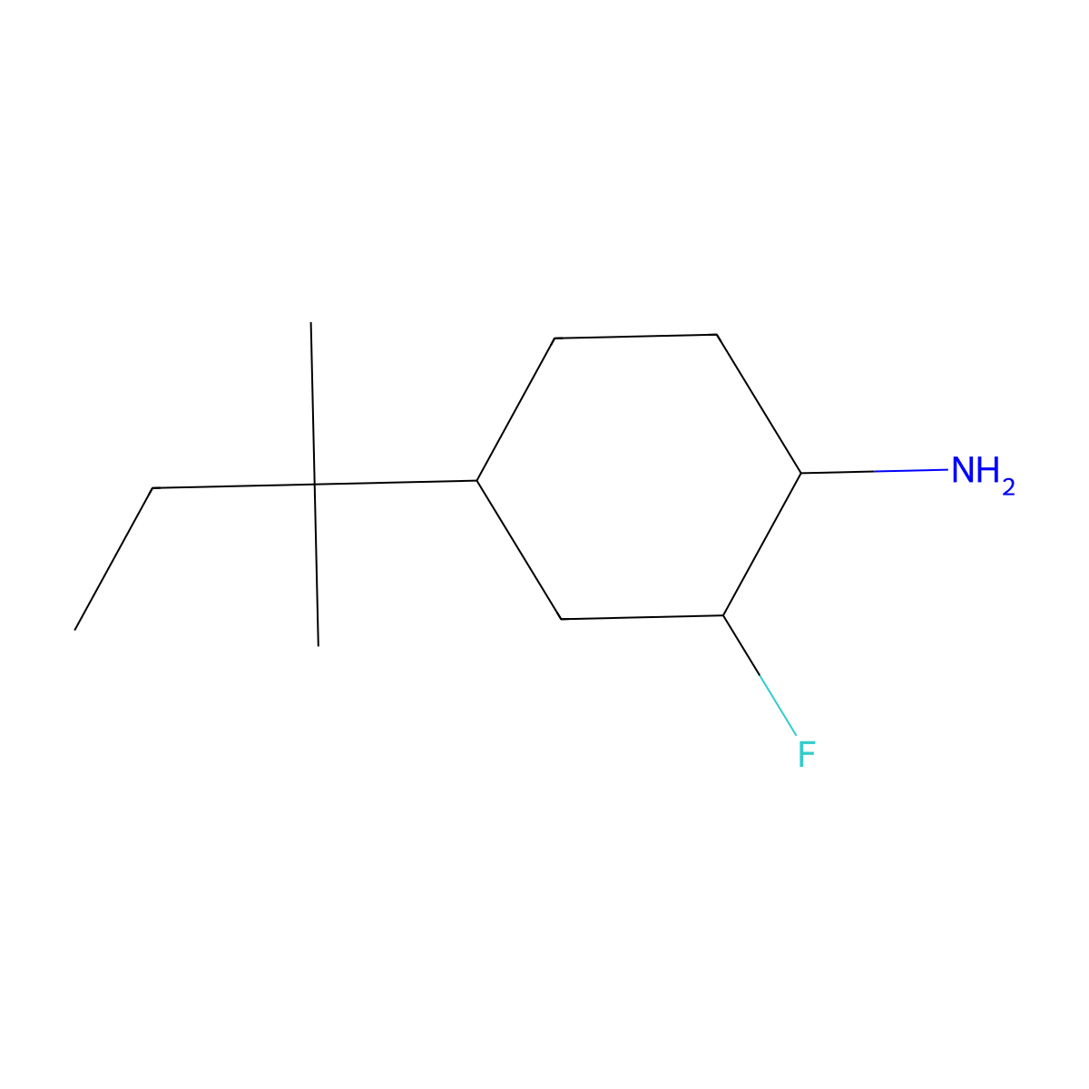 2-Fluoro-4-(2-methylbutan-2-yl)cyclohexan-1-amine molecular structure, CAS 2059975-78-7