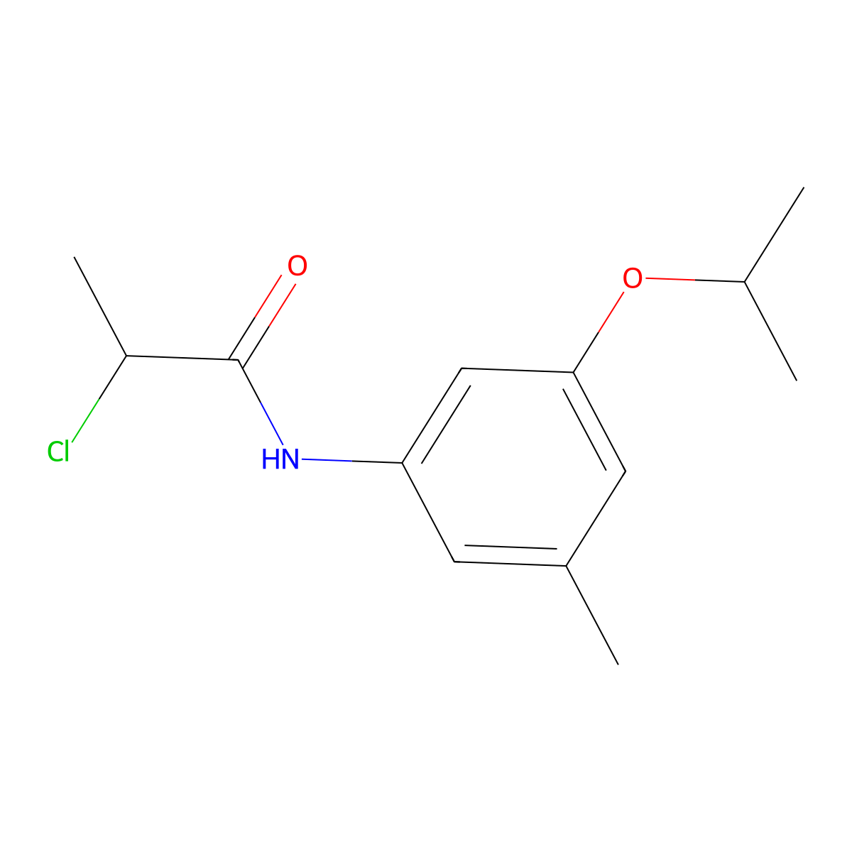 2-Chloro-N-[3-methyl-5-(propan-2-yloxy)phenyl]propanamide molecular structure, CAS 2059975-96-9