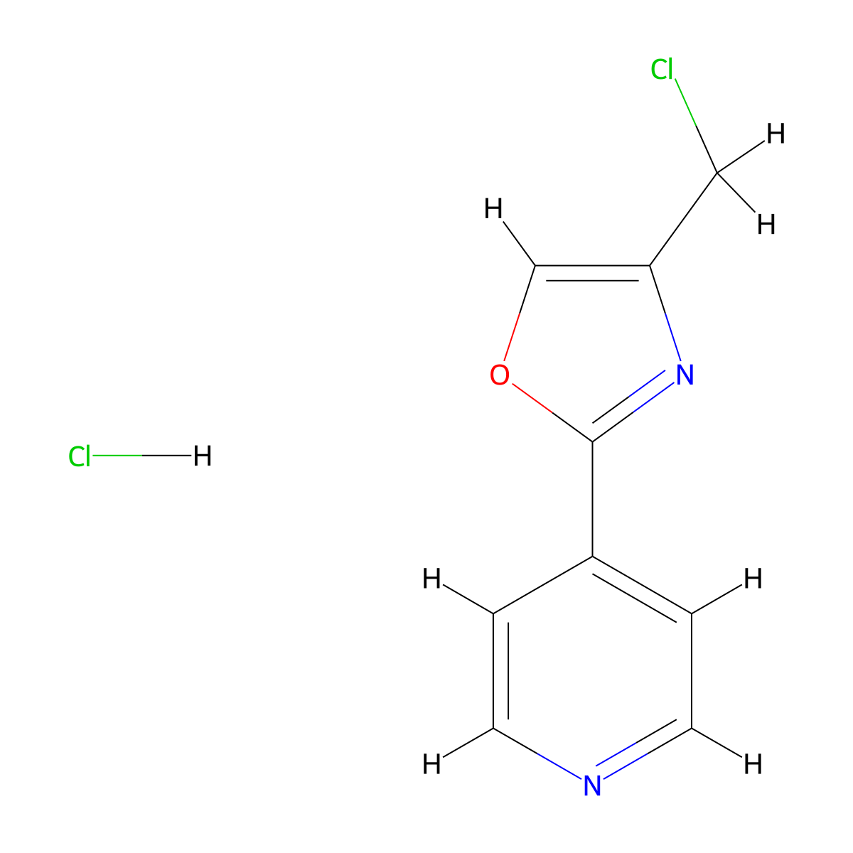 4-[4-(Chloromethyl)-1,3-oxazol-2-yl]pyridine hydrochloride molecular structure, CAS 2059976-14-4
