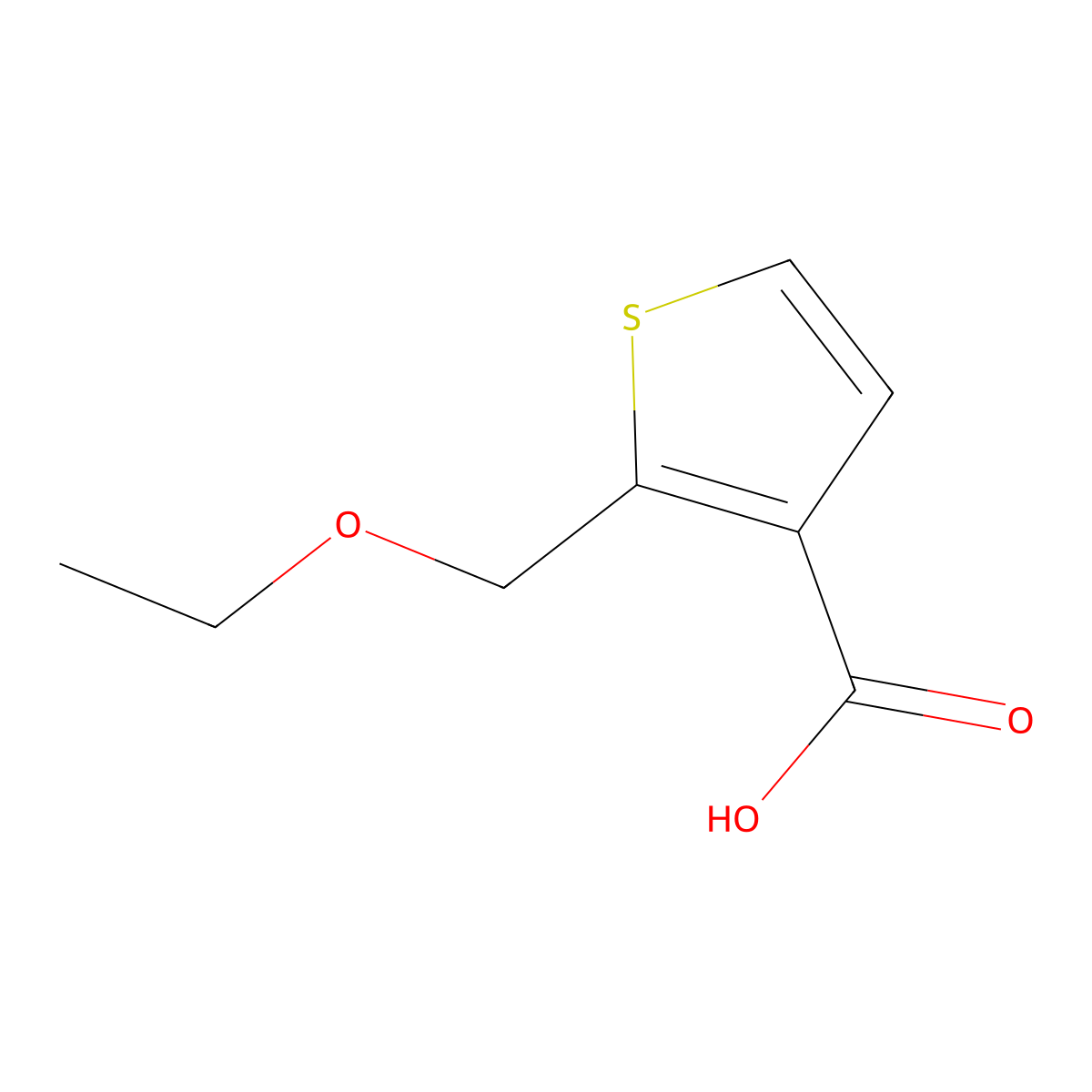 2-(Ethoxymethyl)thiophene-3-carboxylic acid molecular structure, CAS 2059976-18-8