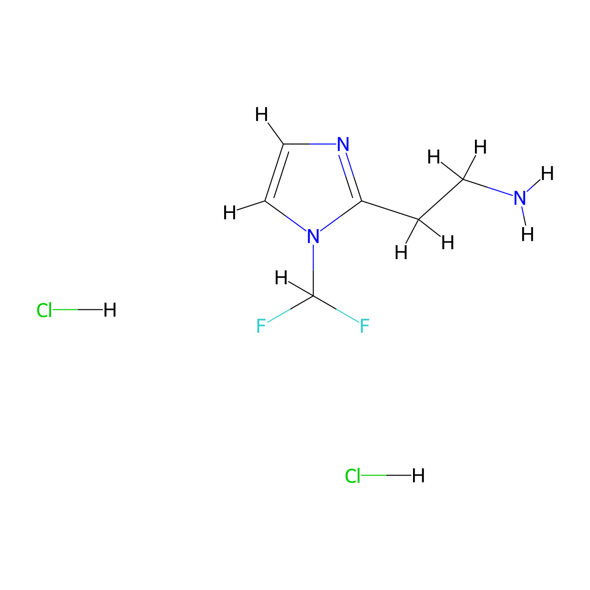 2-[1-(difluoromethyl)-1H-imidazol-2-yl]ethan-1-amine dihydrochloride molecular structure, CAS 2059976-22-4
