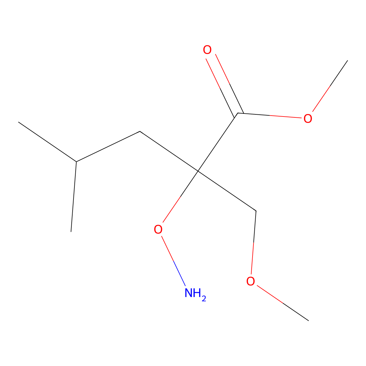 Methyl 2-(aminooxy)-2-(methoxymethyl)-4-methylpentanoate molecular structure, CAS 2059976-24-6