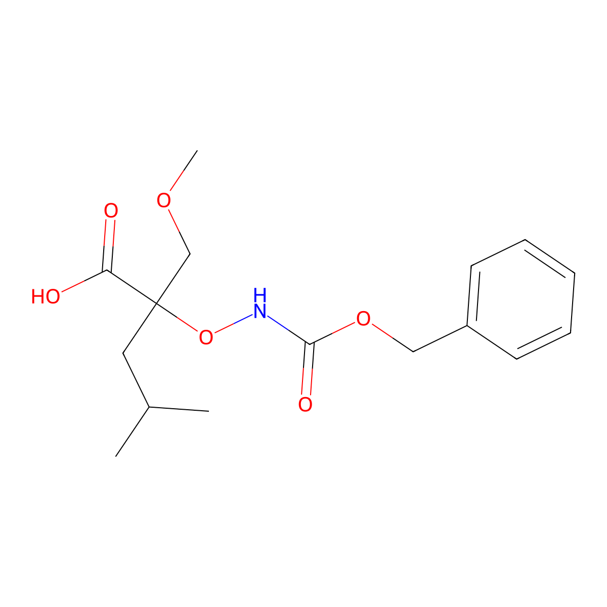 2-({[(Benzyloxy)carbonyl]amino}oxy)-2-(methoxymethyl)-4-methylpentanoic acid molecular structure, CAS 2059987-06-1