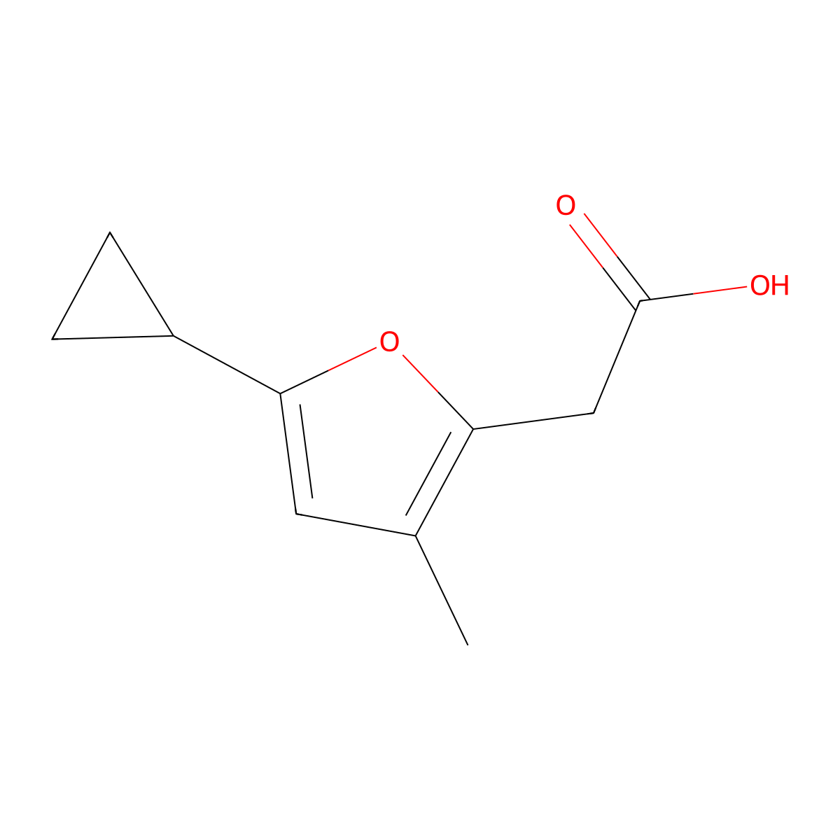 2-(5-Cyclopropyl-3-methylfuran-2-yl)acetic acid molecular structure, CAS 2059987-10-7