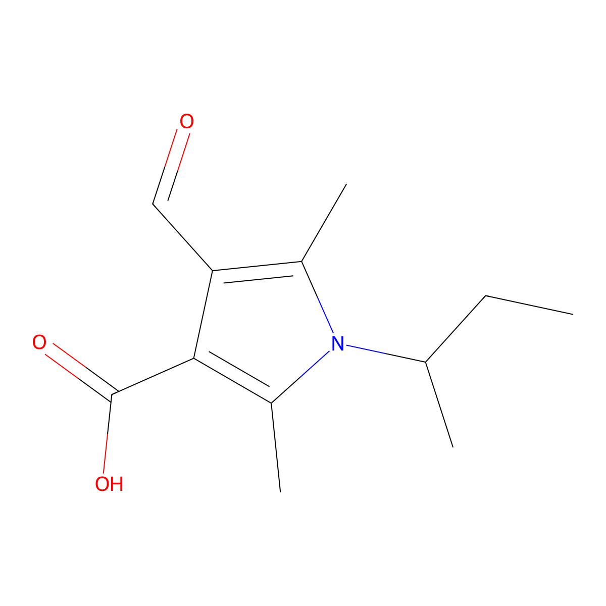 1-(Butan-2-yl)-4-formyl-2,5-dimethyl-1H-pyrrole-3-carboxylic acid molecular structure, CAS 2059987-28-7