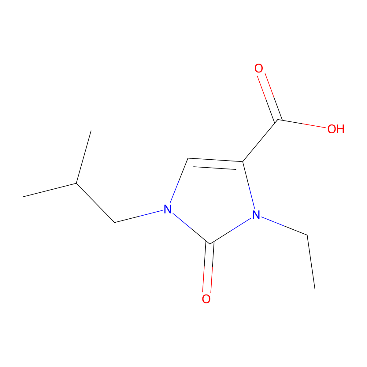 3-Ethyl-1-(2-methylpropyl)-2-oxo-2,3-dihydro-1H-imidazole-4-carboxylic acid molecular structure, CAS 2059987-33-4
