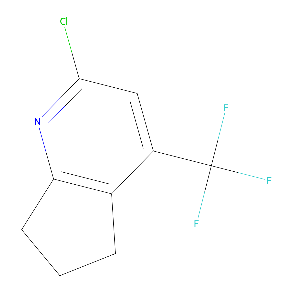 2-Chloro-4-(trifluoromethyl)-5H,6H,7H-cyclopenta[b]pyridine molecular structure, CAS 2059987-34-5