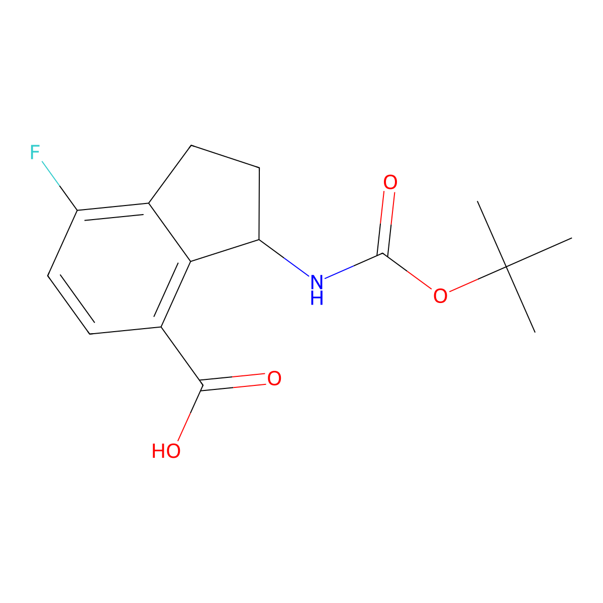 3-{[(tert-butoxy)carbonyl]amino}-7-fluoro-2,3-dihydro-1H-indene-4-carboxylic acid molecular structure, CAS 2059987-35-6