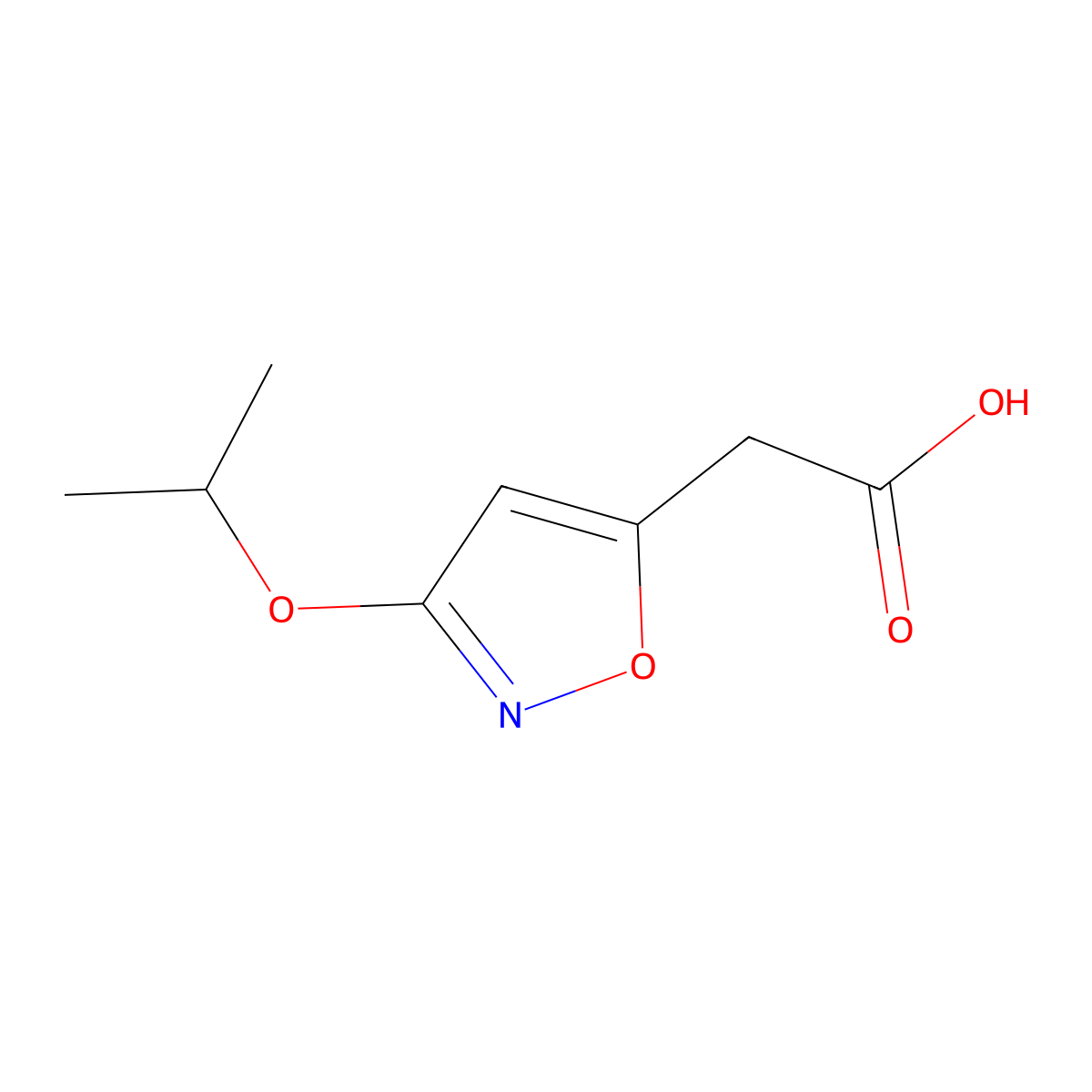 2-[3-(Propan-2-yloxy)-1,2-oxazol-5-yl]acetic acid molecular structure, CAS 2059987-38-9