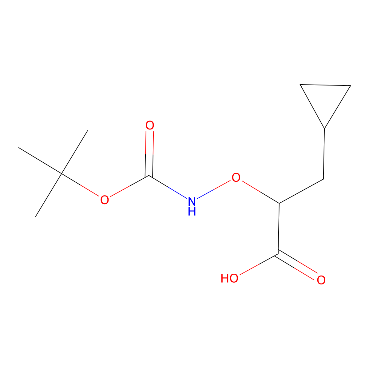 2-({[(Tert-butoxy)carbonyl]amino}oxy)-3-cyclopropylpropanoic acid molecular structure, CAS 2059987-40-3
