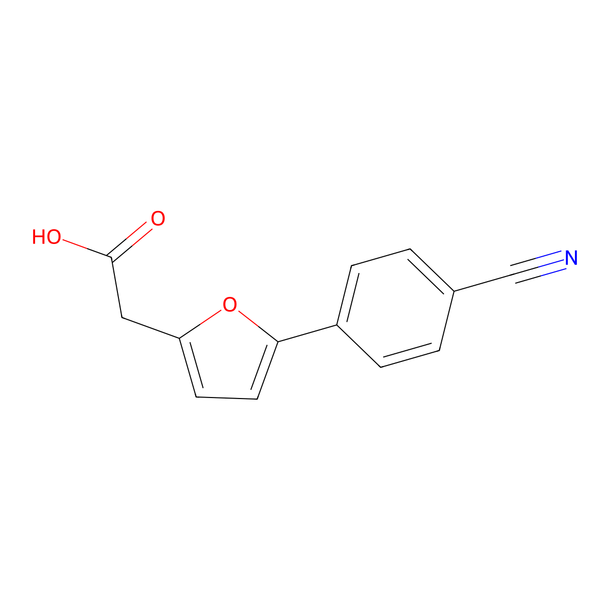 2-[5-(4-Cyanophenyl)furan-2-yl]acetic acid molecular structure, CAS 2059987-41-4