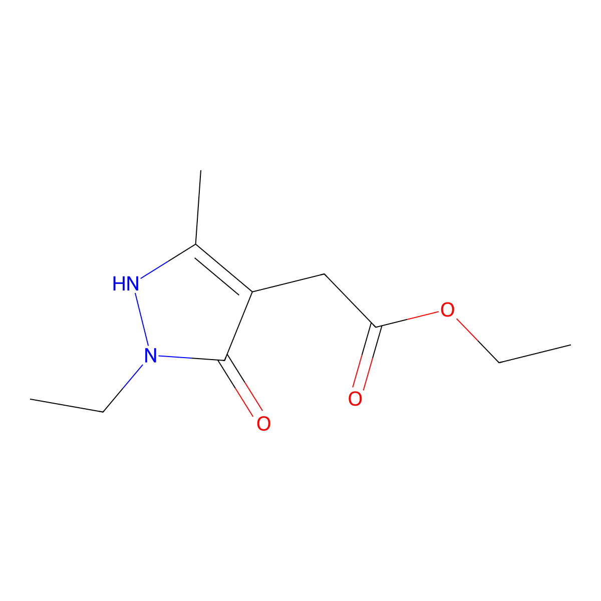Ethyl 2-(2-ethyl-5-methyl-3-oxo-2,3-dihydro-1H-pyrazol-4-yl)acetate molecular structure, CAS 2059987-50-5