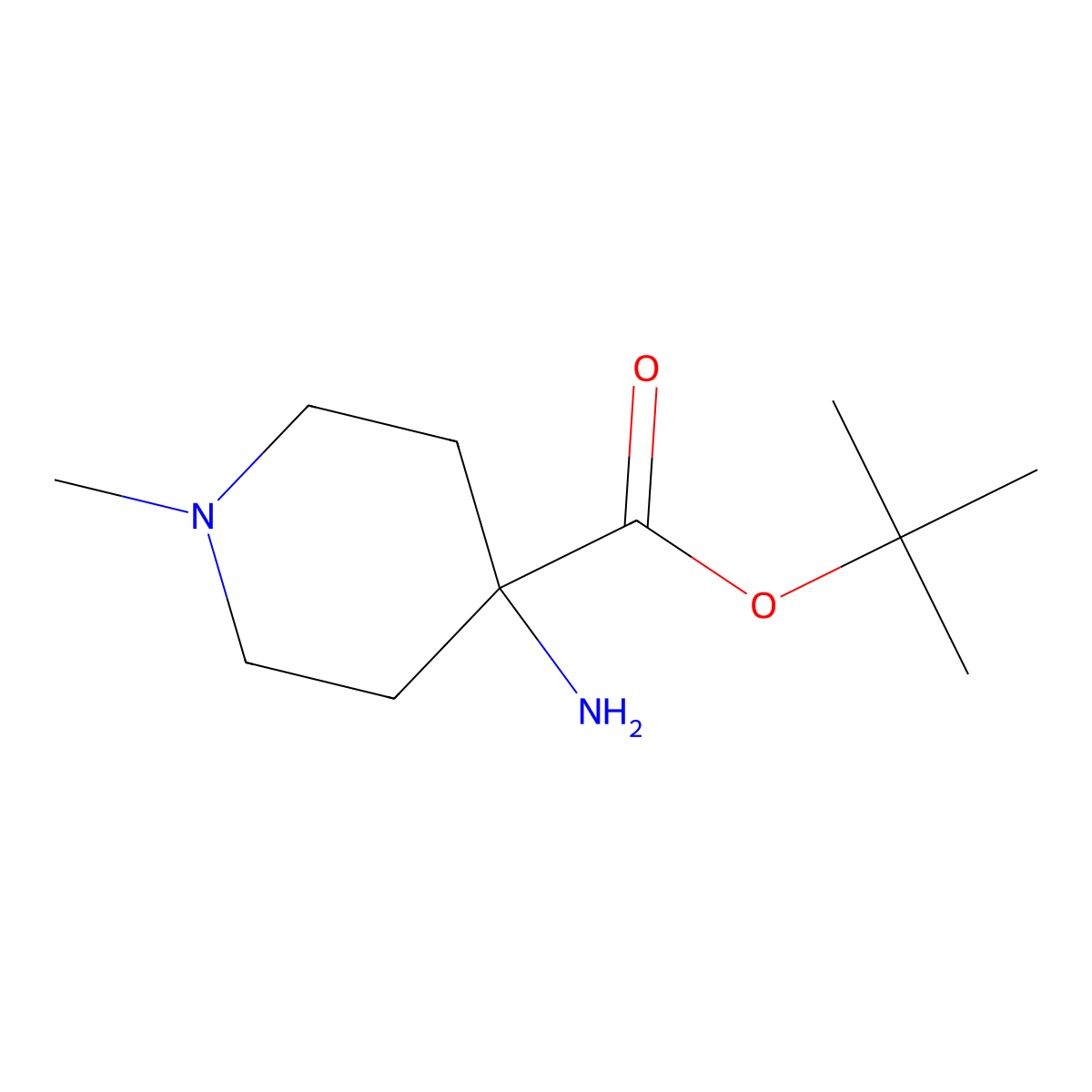 tert-Butyl 4-amino-1-methylpiperidine-4-carboxylate molecular structure, CAS 2059987-52-7