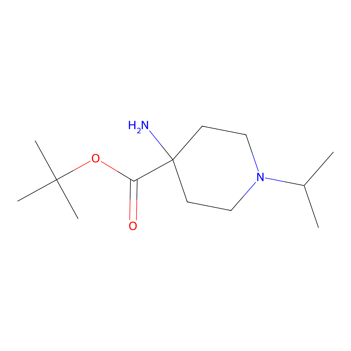 tert-Butyl 4-amino-1-(propan-2-yl)piperidine-4-carboxylate molecular structure, CAS 2059987-54-9