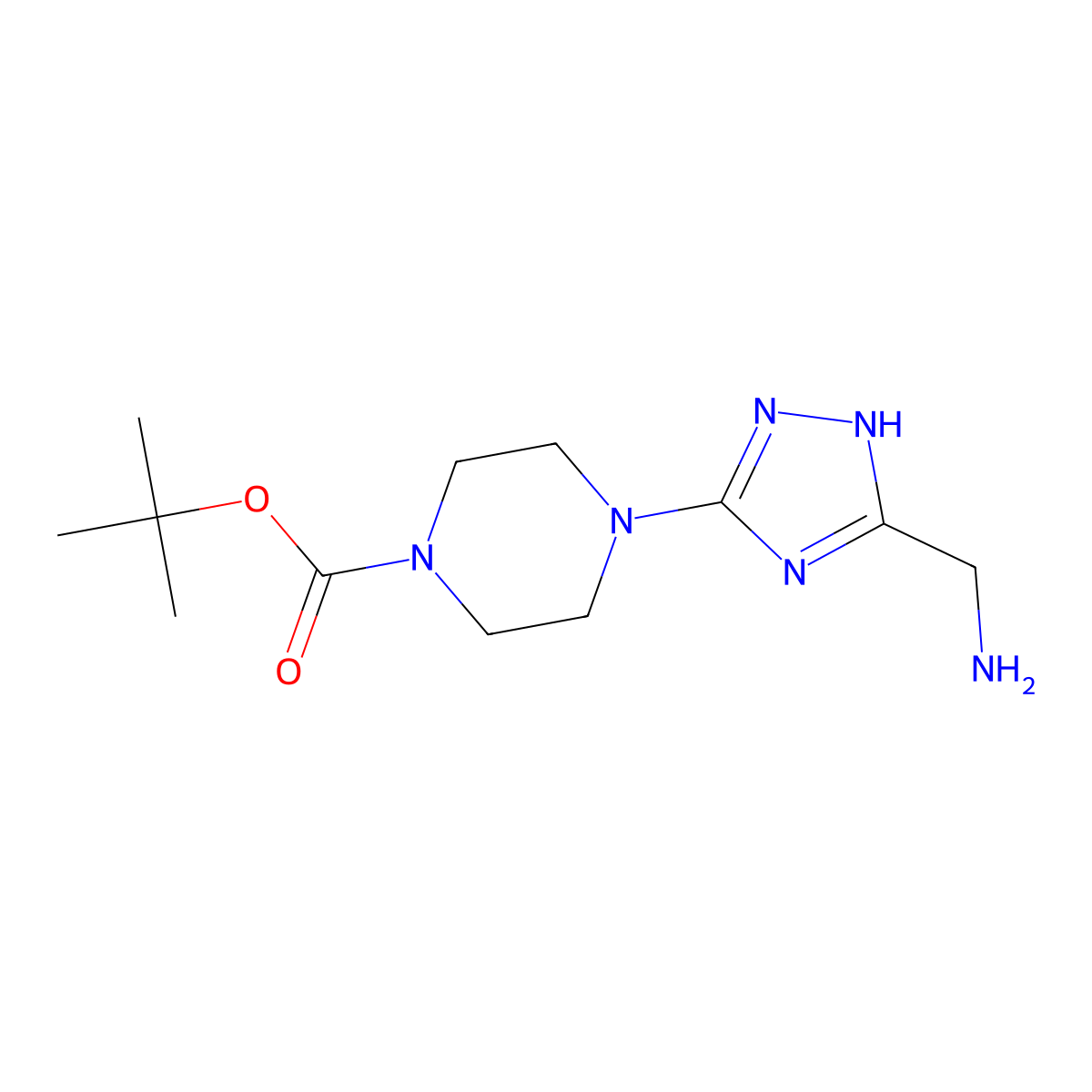 tert-Butyl 4-[5-(aminomethyl)-1H-1,2,4-triazol-3-yl]piperazine-1-carboxylate molecular structure, CAS 2059987-62-9