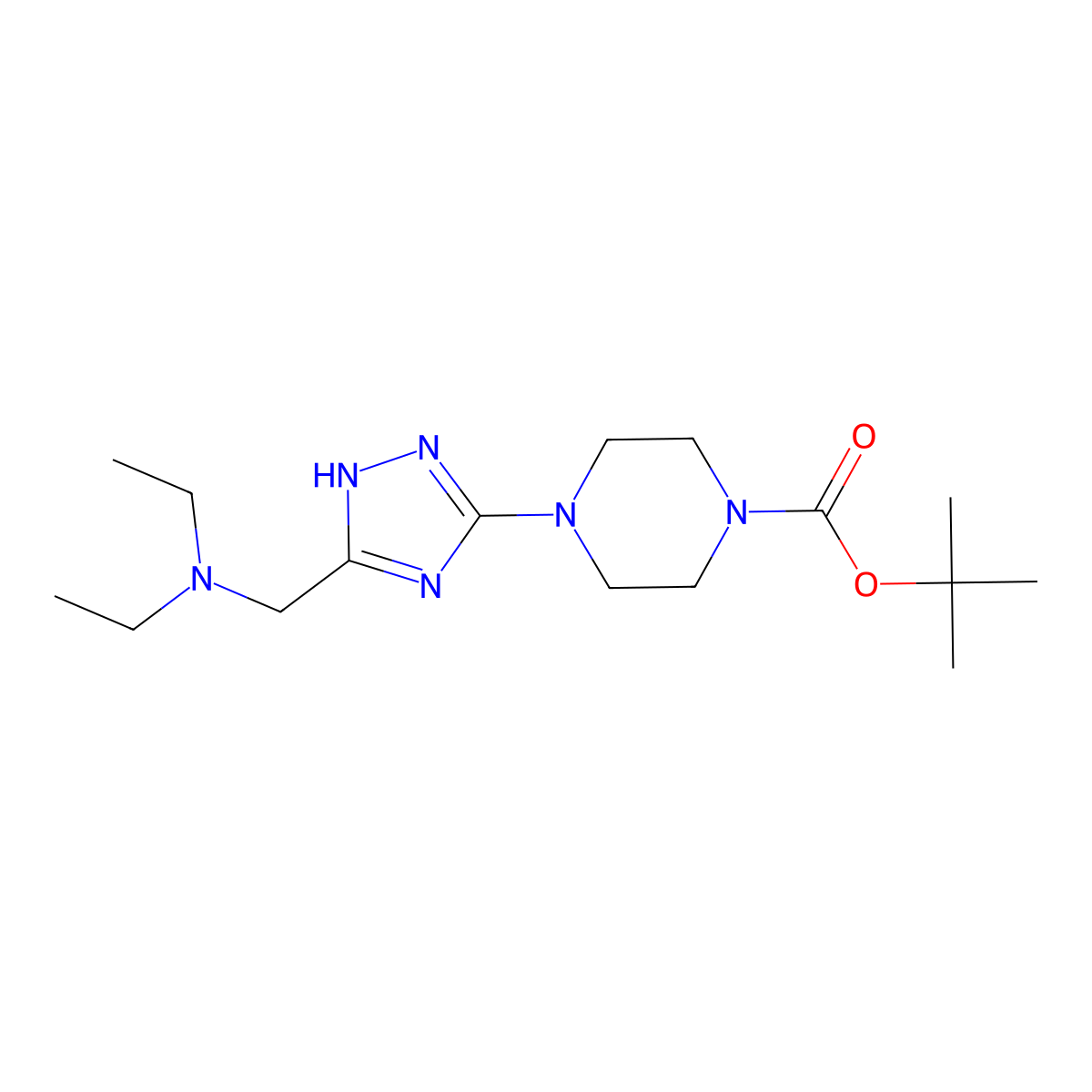 tert-Butyl 4-{5-[(diethylamino)methyl]-1H-1,2,4-triazol-3-yl}piperazine-1-carboxylate molecular structure, CAS 2059987-69-6