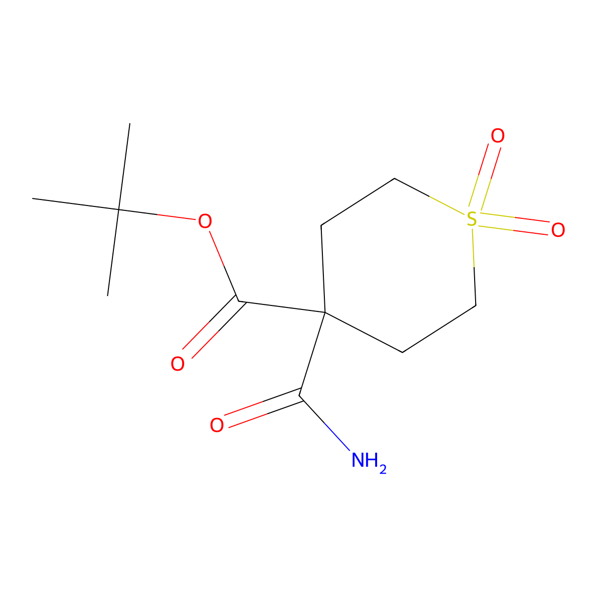 tert-Butyl 4-carbamoyl-1,1-dioxo-1lambda6-thiane-4-carboxylate molecular structure, CAS 2059987-73-2