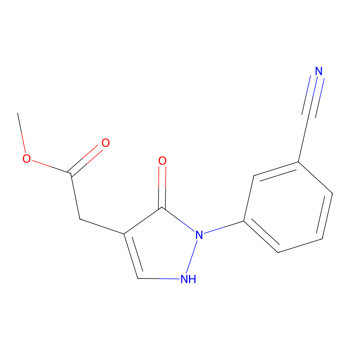 Methyl 2-[2-(3-cyanophenyl)-3-oxo-2,3-dihydro-1H-pyrazol-4-yl]acetate molecular structure, CAS 2059987-76-5
