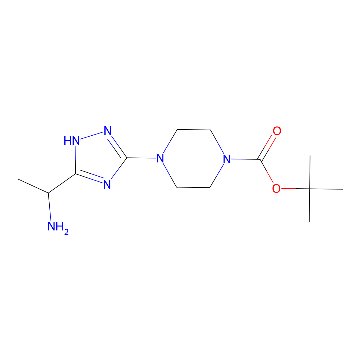tert-Butyl 4-[5-(1-aminoethyl)-1H-1,2,4-triazol-3-yl]piperazine-1-carboxylate molecular structure, CAS 2059987-78-7