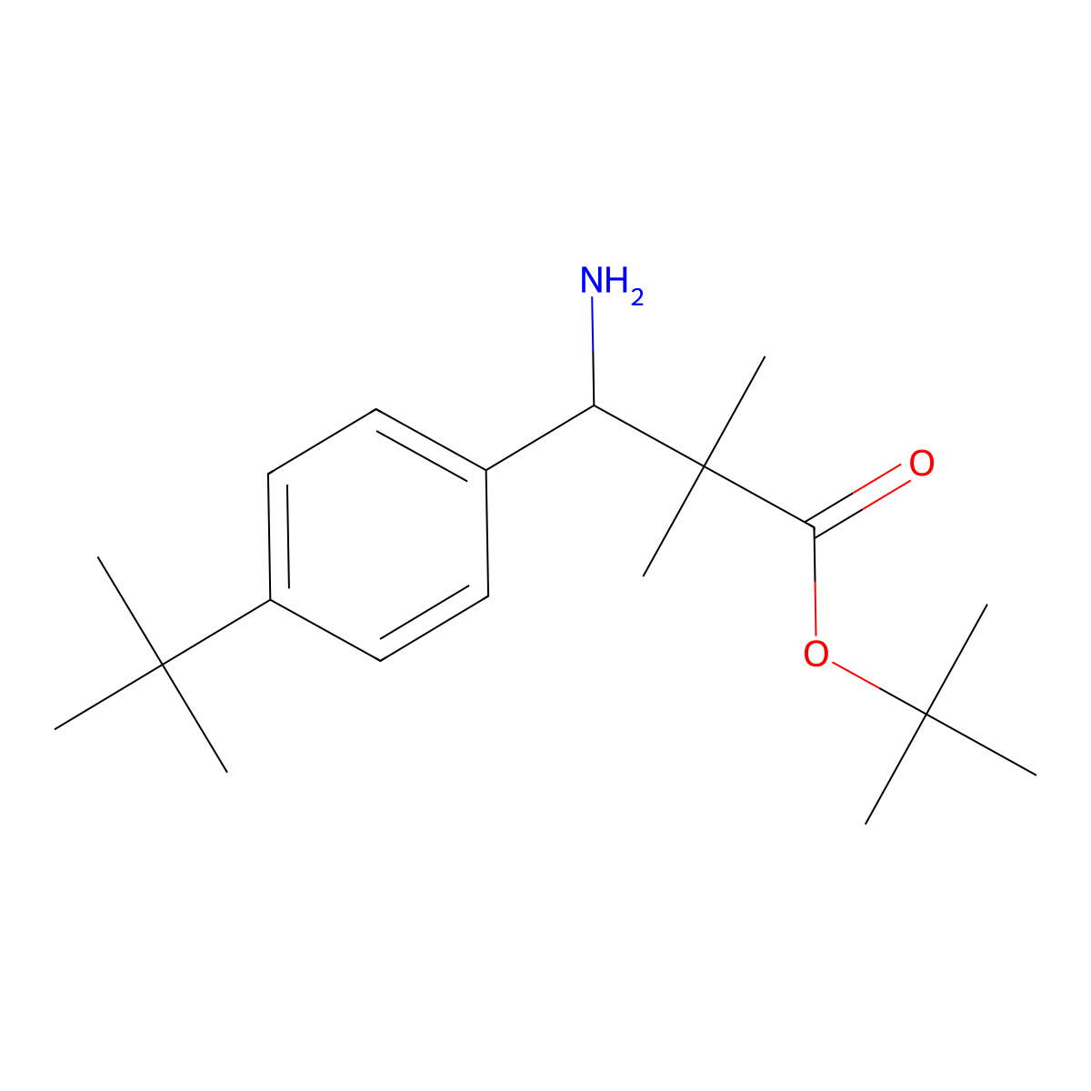 tert-Butyl 3-amino-3-(4-tert-butylphenyl)-2,2-dimethylpropanoate molecular structure, CAS 2059987-82-3