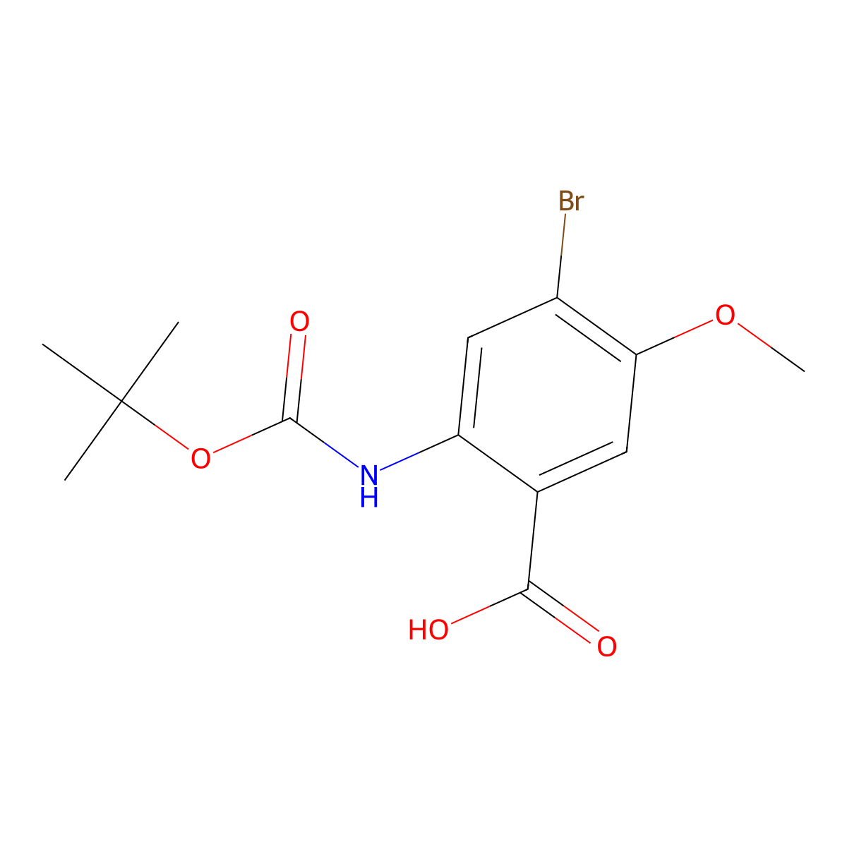 4-Bromo-2-{[(tert-butoxy)carbonyl]amino}-5-methoxybenzoic acid molecular structure, CAS 2059987-89-0