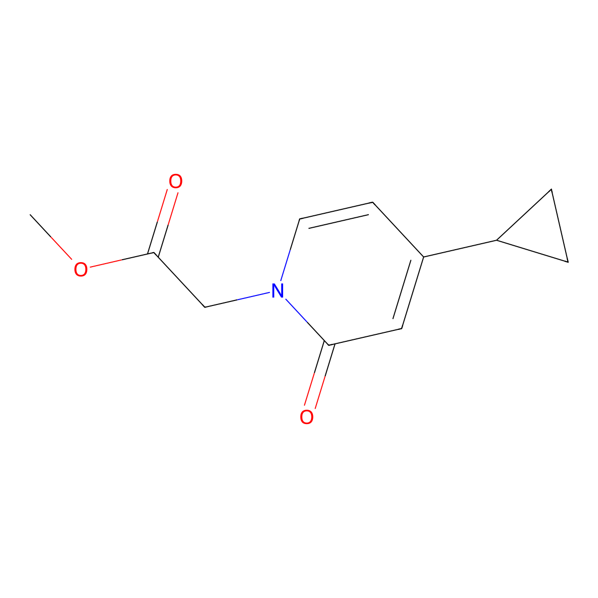 Methyl 2-(4-cyclopropyl-2-oxo-1,2-dihydropyridin-1-yl)acetate molecular structure, CAS 2059987-90-3
