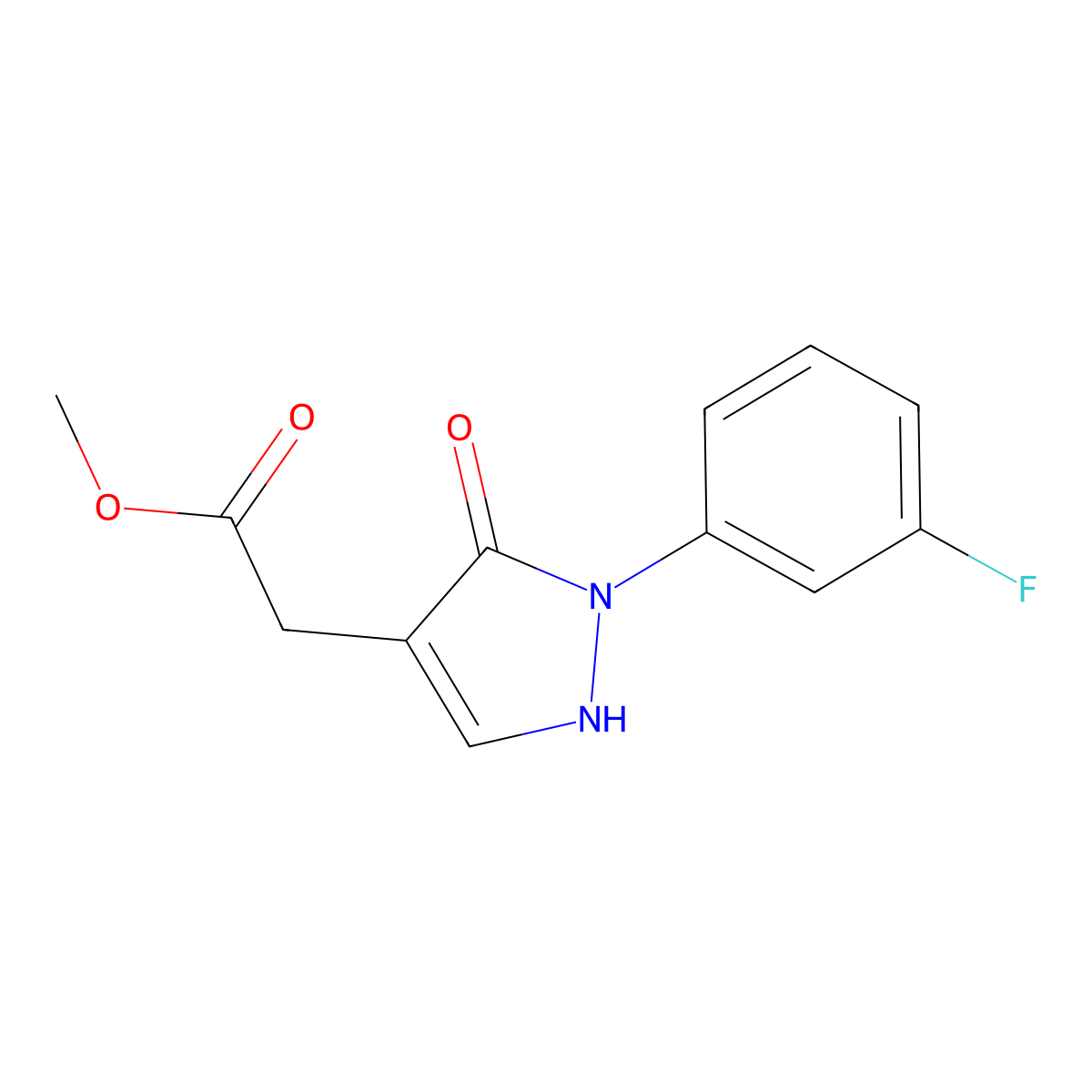 Methyl 2-[2-(3-fluorophenyl)-3-oxo-2,3-dihydro-1H-pyrazol-4-yl]acetate molecular structure, CAS 2059987-92-5