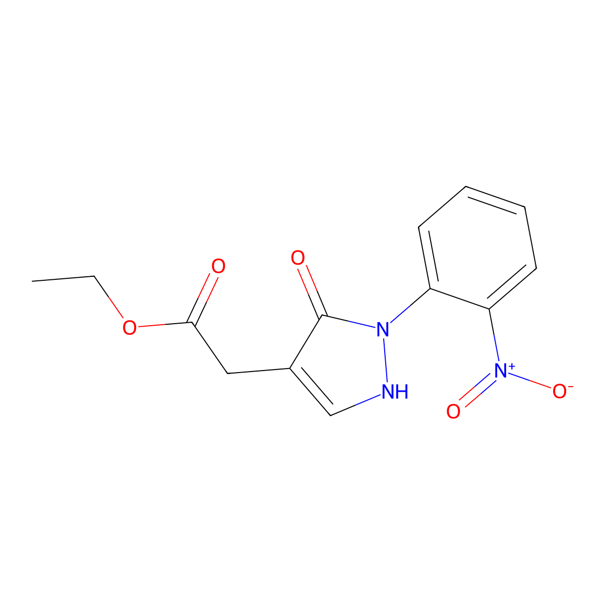 Ethyl 2-[2-(2-nitrophenyl)-3-oxo-2,3-dihydro-1H-pyrazol-4-yl]acetate molecular structure, CAS 2059987-96-9