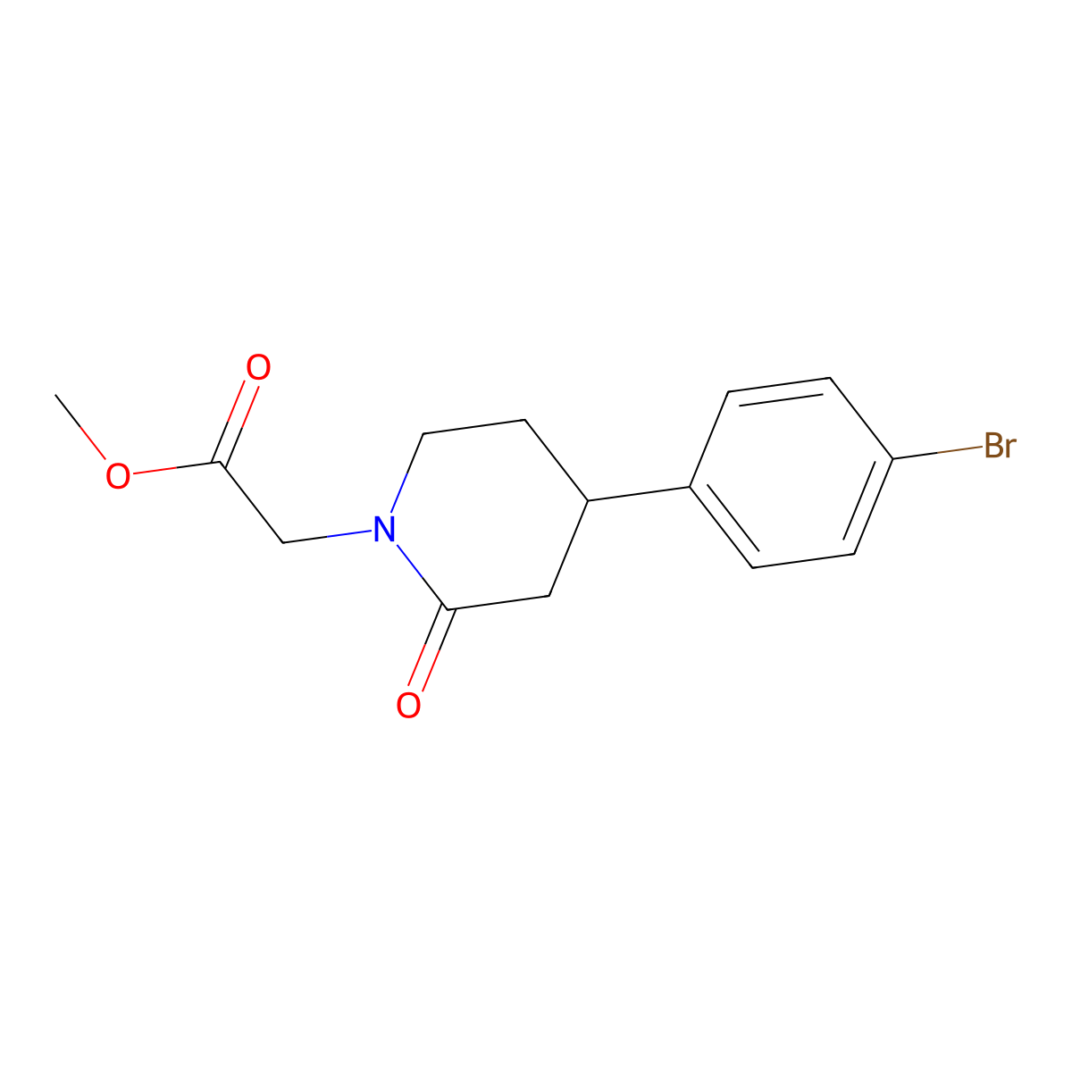 Methyl 2-[4-(4-bromophenyl)-2-oxopiperidin-1-yl]acetate molecular structure, CAS 2059988-03-1