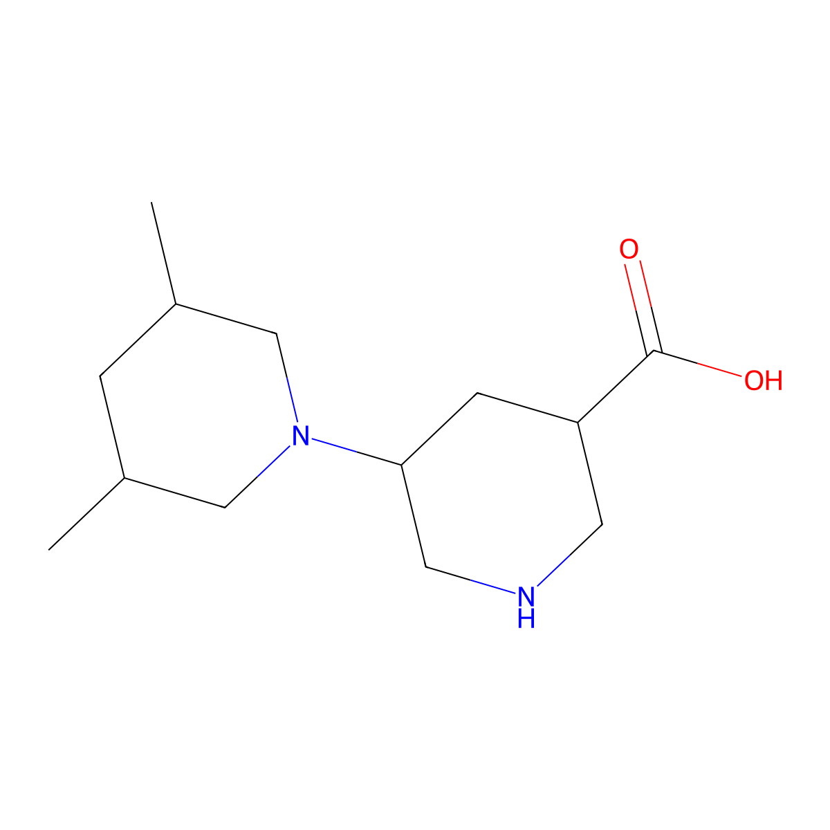 5-(3,5-Dimethylpiperidin-1-yl)piperidine-3-carboxylic acid molecular structure, CAS 2059988-05-3