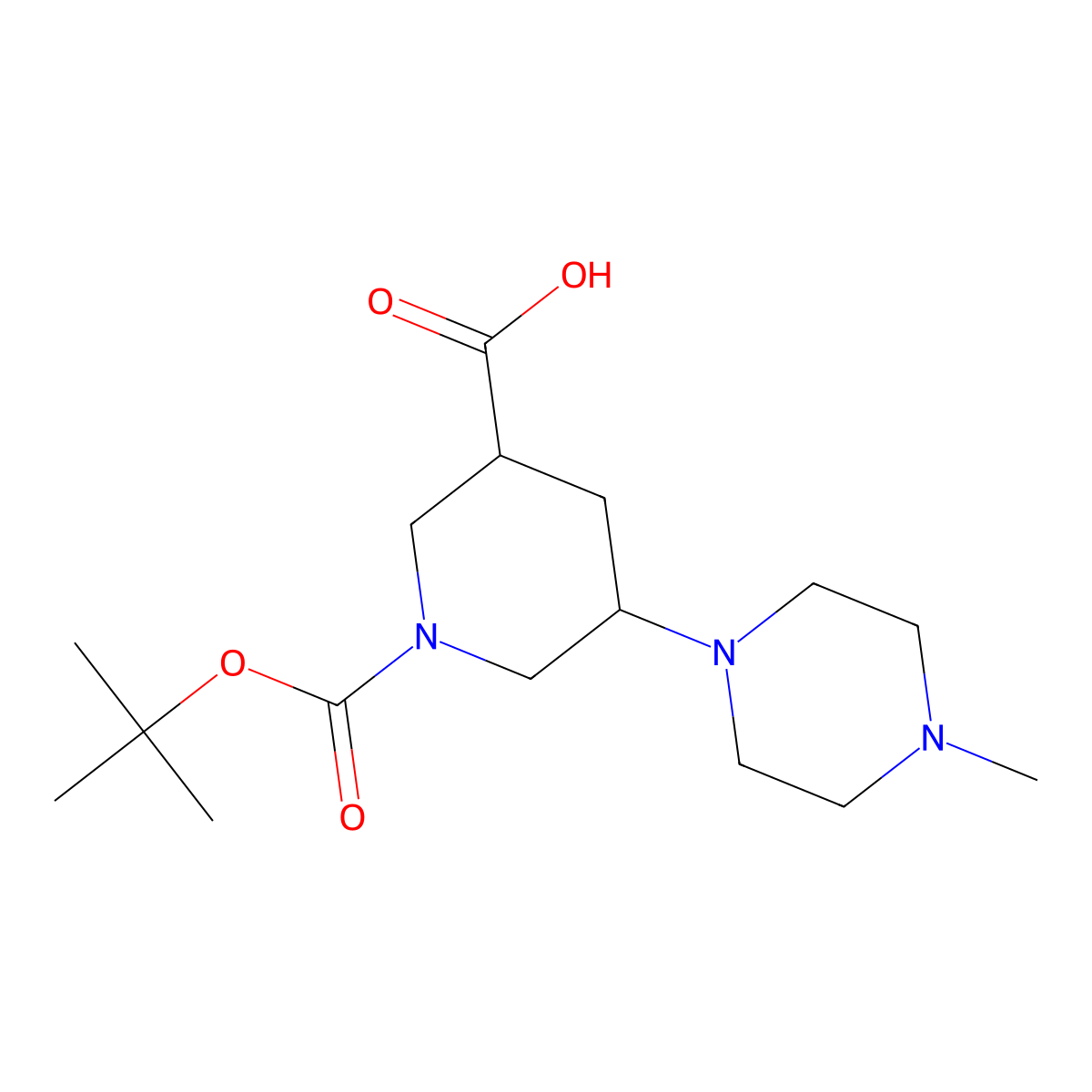 1-[(tert-Butoxy)carbonyl]-5-(4-methylpiperazin-1-yl)piperidine-3-carboxylic acid molecular structure, CAS 2059988-06-4